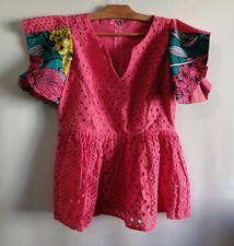 Blouse rose en coton T38 fait main (2502004)