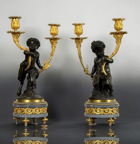 Paire candelabres bronze - candelabres, en