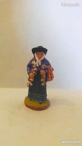 Santon porteuse ail signé - porteuse, d'ail
