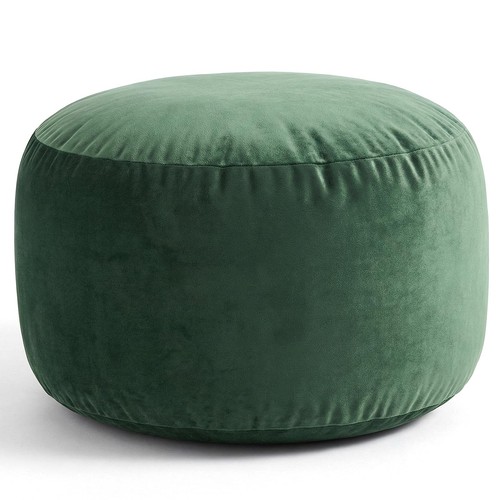 Round velvet pouf ottoman - velvet,