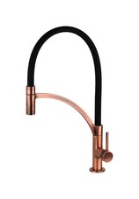 Mitigeur d'évier de cuisine en cuivre avec bec en silicone noir Pollini Senso MX