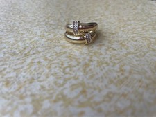 Bague Double Anneau Acier Doré Taille 6,5