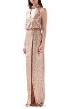 ML Monique Lhuillier Sequin Blouson Evening Gown, Gold, Size 2, NWT