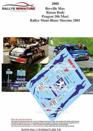 Decals ref 2968 peugeot - 1/18,