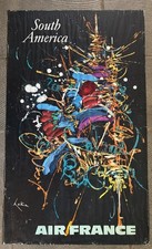 Affiche Ancienne Air France Amérique du sud Georges Mathieu 1967