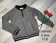 Catimini 5 Ans Fille : Veste Gilet Zippé Motif Pied De Poule HIVER TBE