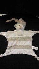 Doudou plat ours blanc rayé - plat,