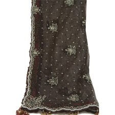 Écharpes vintage noires longues étole Dupatta voile résille voile perles main...