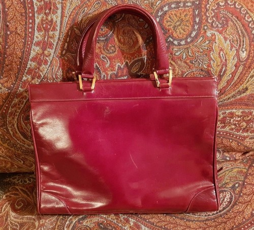 Grand sac cuire grenat - , vintage