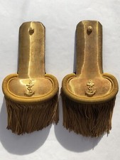 Ancienne PAIRE D’EPAULETTES MILITAIRES de MARINE dorée