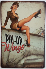 PLAQUE ALUMINIUM DECORATIVE - PIN-UP WINGS / 30 x 20 cm