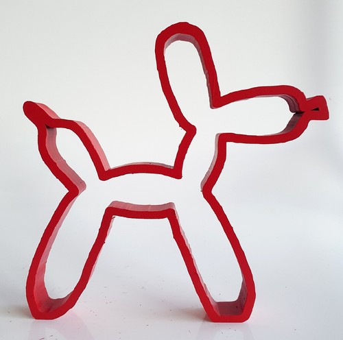 Sculpture chien koons rouge - chien,