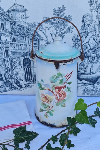 Ancien pot lait emaille - ancien,