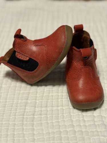 Bobux red leather baby boots - red,