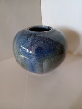 Vase grès Boule atelier Taizé bleu vert