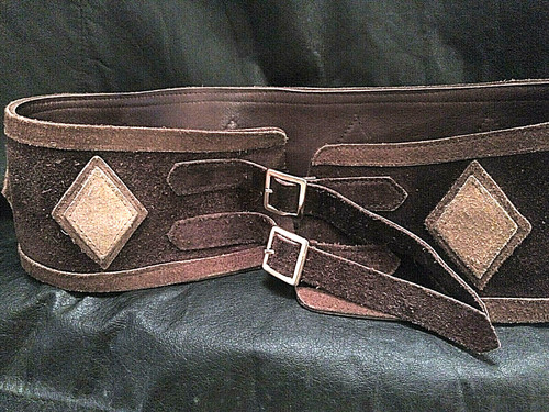 Ceinture cuir daim large - t.36,