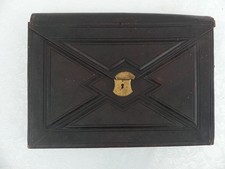 Ancien Écritoire de Voyage en Cuir 19ème Siècle