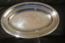 BOULENGER GRAND PLAT OVALE ORFEVRE EN MÉTAL ARGENTÉ BEAU DESIGN 41 CM