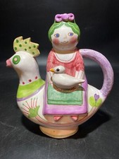 Carafe en forme de poule en céramique signé NB