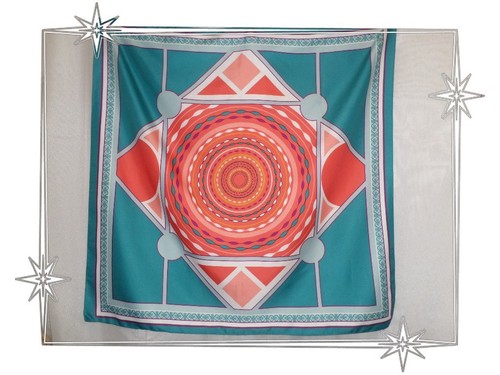 Carré foulard soie bleu - foulard, en
