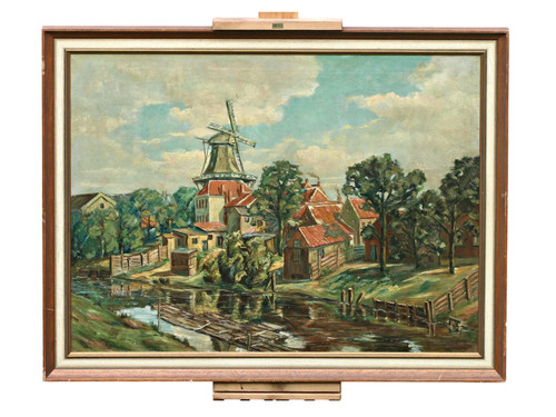Paysage urbain avec moulin - paysage,