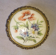 ANCIEN BEAU BIJOU BROCHE BOUQUET de FLEURS PORCELAINE LIMOGES FRANCE 1930-1950