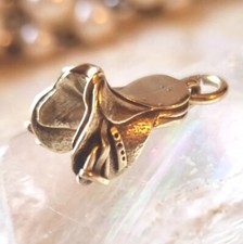 Pendentif Selle Équitation En Vermeil Or Sur Argent 835 Neuve Stock Vintage