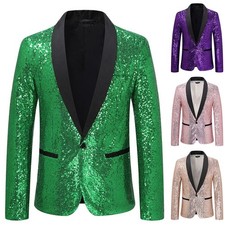 Veste blazer élégante paillettes dorées pour hommes costume de boîte de nuit