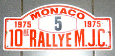 RARE Plaque Métal Rallye Automobile MJC MONACO 1975 N°5 Rally Plate VINTAGE