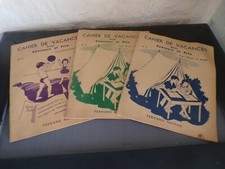 3 cahiers de vacance anciens année 50 vierge d'écriture
