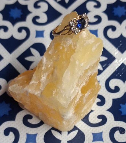 10k yellow gold blue - blue, heart