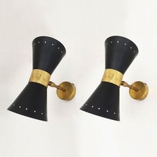 Paire d'appliques diabolo italiennes design années 1950 noires