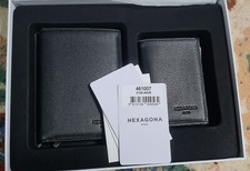 Porte-feuilles et Porte-cartes cuir Noir HEXAGONA