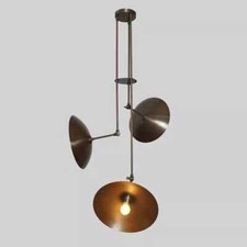 3 Lumières Lustre Sputnik À Abat-Jour Disque Style Stilnovo Antique