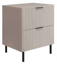 Meuble sous-lavabo sur pied FLOW 60 cm façade rainurée beige avec plateau