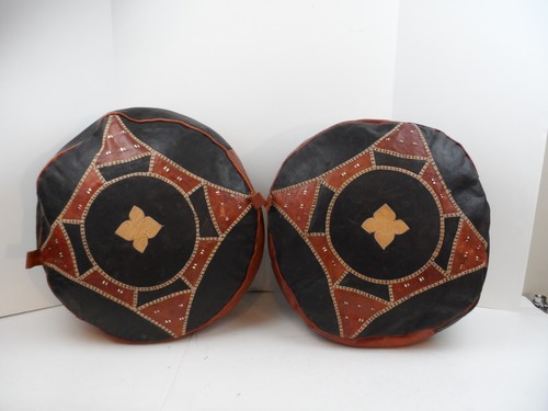 Leather pouf handcrafted - ,