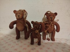 Ensemble ornement Famille Ours articulée en bois sculpté