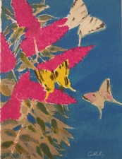  Lithographie "Papillons" Bernard Cathelin, L'intelligence des Fleurs - 1988 