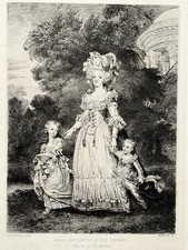 MARIE ANTOINETTE ENFANTS Portrait GRAVURE Westmuller BOILVIN XIX°