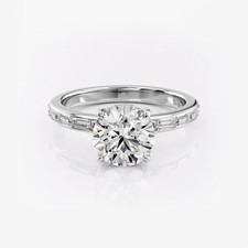 Bague de mariage diamant taille ronde 2 carats créée en laboratoire IGI or bl...