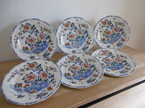 Six assiettes plates faience - six,