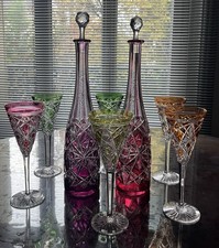 Service En Cristal Doublé Taillé De baccarat Lagny 2 Carafes 6 Verres 22,5 Cm