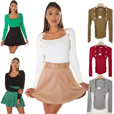Pull Femme Col Carré Boutons