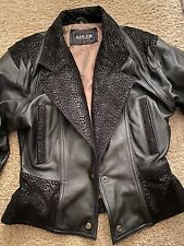 Vintage Adler 90s leather jacket black womens Small