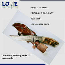 Couteau de chasse Damas fait main lame fixe en acier inoxydable 11" réutilisable