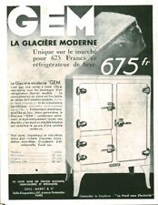 Publicité ancienne Gem la glacière moderne 1935 issue de magazine