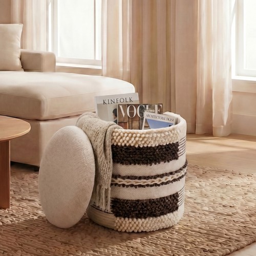 Tabouret pouf rangement - rangement, en
