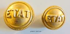 2  BOUTONS : CHEMINS de FER  . " ETAT  "   20/17 mm  Fab : DENIAU  &  Cie  Paris