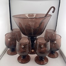 SERVICE A PUNCH SANGRIA COUPE & LOUCHE VERRE BULLE BIOT Vintage en parfait état