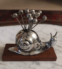 SET de PIQUES à ESCARGOT Apéritif Olive métal chromé Art déco
